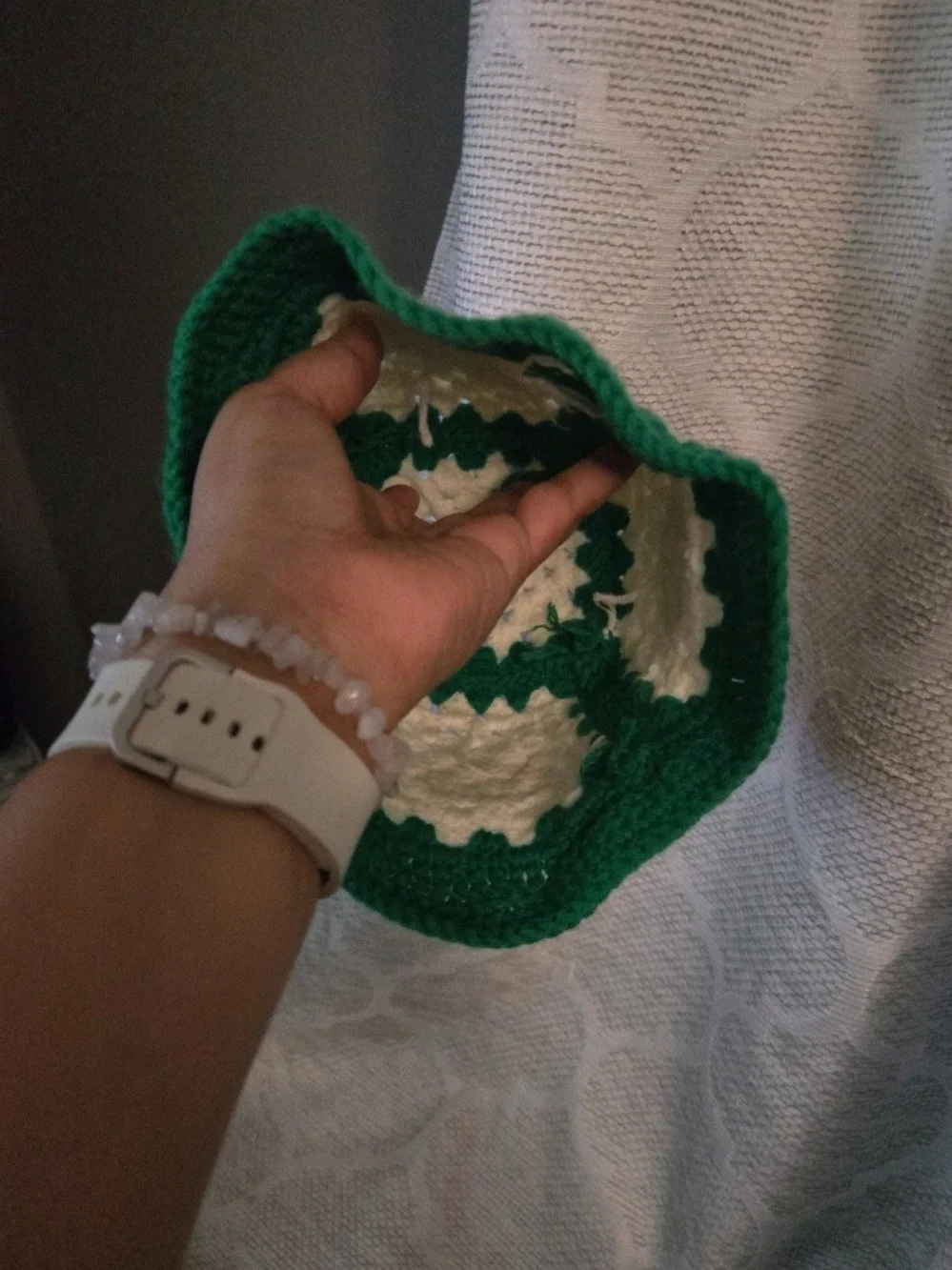 Eagles Green & White Crochet Kids Beanie with Football Patch